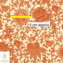 将图片加载到图库查看器，Australiana Fabrics Fabric Premium Woven Cotton 150gsm / Length 50cm (Cut Continuous) Vintage Orange Flowers
