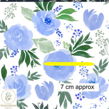 将图片加载到图库查看器，Australiana Fabrics Fabric Premium Woven Cotton 150gsm / Length 50cm (Cut Continuous) Watercolour Floral Fabric Blue
