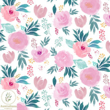 将图片加载到图库查看器，Australiana Fabrics Fabric Premium Woven Cotton 150gsm / Length 50cm (Cut Continuous) Watercolour Floral  Pink
