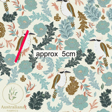 Load image into Gallery viewer, Australiana Fabrics Fabric Premium Woven Cotton sateen 150 gsm / 1 Metre / Small Elegant Kookaburra Cream
