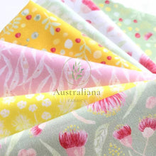 将图片加载到图库查看器，Australiana Fabrics Fabric Premium woven Cotton Sateen 150gsm / 1 Metre Blossoms and Berries Yellow
