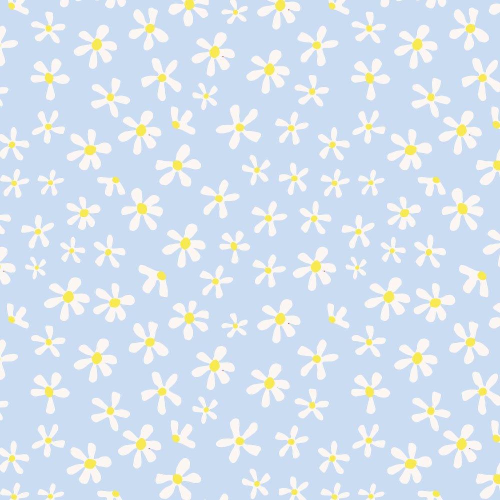 Australiana Fabrics Fabric Premium Woven Cotton sateen 150gsm / 1 Metre Daisy on Blue