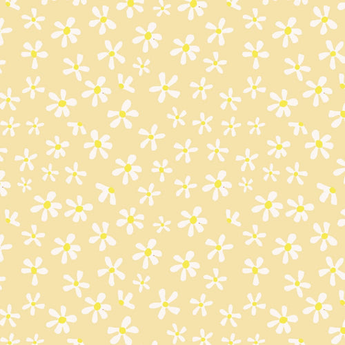 Australiana Fabrics Fabric Premium Woven Cotton sateen 150gsm / 1 Metre Daisy on yellow