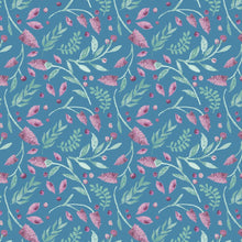 Load image into Gallery viewer, Australiana Fabrics Fabric Premium Woven Cotton Sateen 150gsm / 1 Metre Mulla Mulla on Blue
