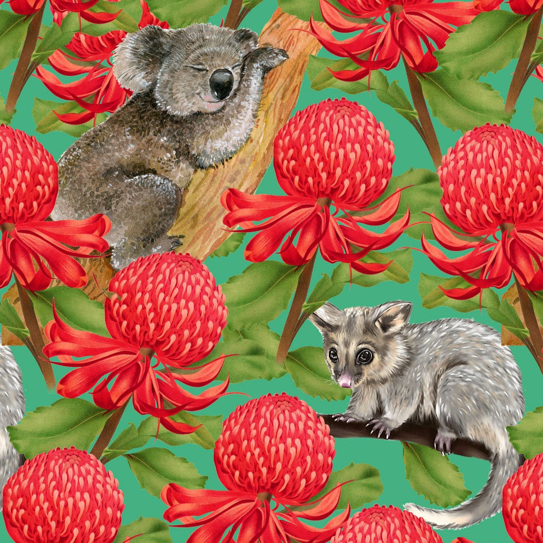 Australiana Fabrics Fabric Roll Koala & Possum fabric in the Waratahs