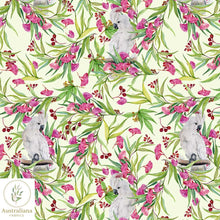 Load image into Gallery viewer, Australiana Fabrics Fabric Roll Pink Cockatoo and Gum Blossoms Cream
