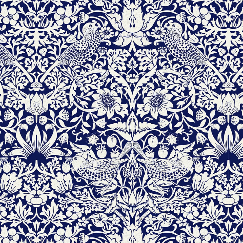 Australiana Fabrics Fabric Strawberry Thief William Morris Blue & White