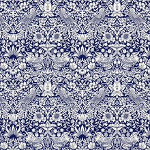 将图片加载到图库查看器，Australiana Fabrics Fabric Strawberry Thief William Morris Blue &amp; White
