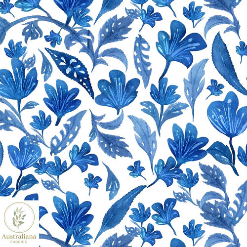 Australiana Fabrics Fabric Watercolour Blue Floral
