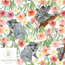 将图片加载到图库查看器，Australiana Fabrics Fabric Watercolour Koala Love, 50cm x 140cm
