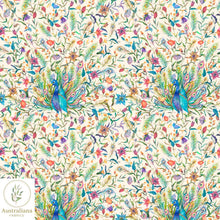 将图片加载到图库查看器，Australiana Fabrics Fabric Watercolour Peacock Dance Cream
