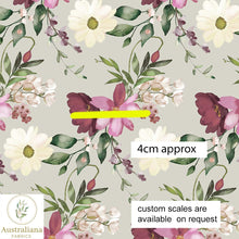 Load image into Gallery viewer, Australiana Fabrics Fabric Watercolour Purple &amp; Cream Floral
