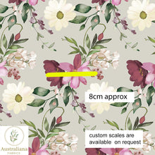 将图片加载到图库查看器，Australiana Fabrics Fabric Watercolour Purple &amp; Cream Floral
