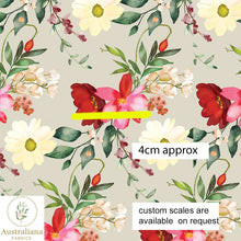 Load image into Gallery viewer, Australiana Fabrics Fabric Watercolour Red &amp; Cream Floral
