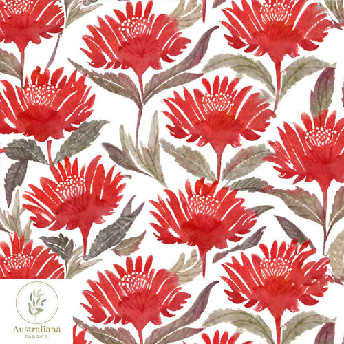 Australiana Fabrics Fabric Watercolour Waratahs