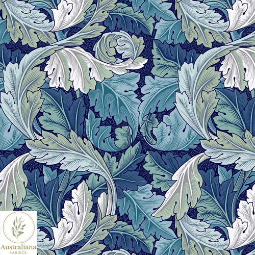 Australiana Fabrics Fabric William Morris Acanthus Leaves Blue Drapery