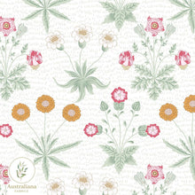 将图片加载到图库查看器，Australiana Fabrics Fabric William Morris Daisy White Upholstery

