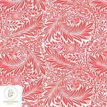 将图片加载到图库查看器，Australiana Fabrics Fabric William Morris Larkspur Red
