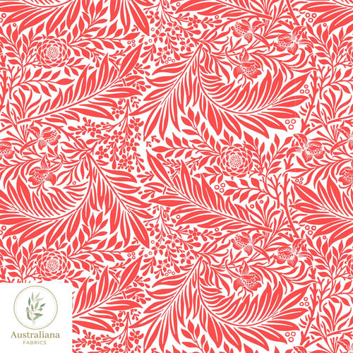 Australiana Fabrics Fabric William Morris Larkspur Red