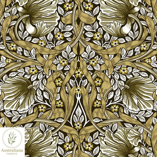 Australiana Fabrics Fabric William Morris Pimpernel Black & Gold
