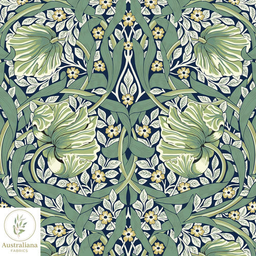 Australiana Fabrics Fabric William Morris Pimpernel Vintage Green
