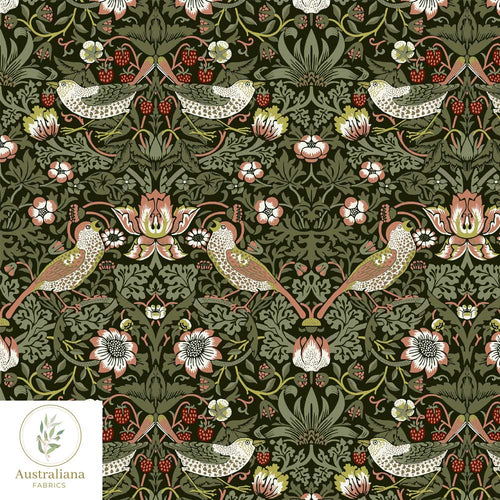 Australiana Fabrics Fabric William Morris Strawberry Thief ~ Sage Green