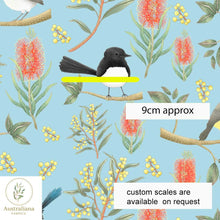 Load image into Gallery viewer, Australiana Fabrics Fabric Willie Wagtails, Blue Wren &amp; Robins - Interiors Scale
