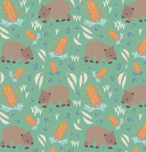 将图片加载到图库查看器，Australiana Fabrics Fabric Wombat Waltz Fabric Green
