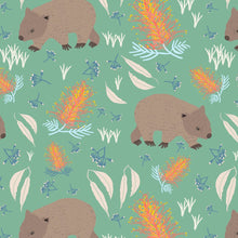 将图片加载到图库查看器，Australiana Fabrics Fabric Wombat Waltz Fabric Green
