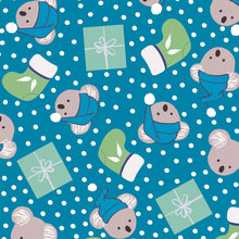 Load image into Gallery viewer, Australiana Fabrics Fabric Woven Cotton Koalas Christmas Presents Blue &amp; Green
