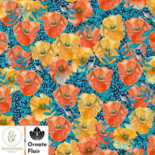 Load image into Gallery viewer, Australiana Fabrics Fabric Yellow and Orange Poppies &amp; Wrens by Ornate Flair
